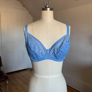 Leilieve by Manicard Bra 36D | Light Blue Lace Demi Underwire | Italian Designer